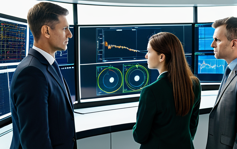 A group of diverse, professional business executives and engineers, fully clothed in modest business suits, gathered in a high-tech industrial control room. They are engaged in a serious discussion, reviewing complex digital projections and schematics on large screens, reflecting the challenges and strategic planning involved in transitioning traditional industries. The background subtly hints at large-scale industrial operations, implying the weight of economic interests and the strategic hurdles of a green shift. The atmosphere is one of intense focus and determination. perfect anatomy, correct proportions, natural pose, well-formed hands, proper finger count, natural body proportions, professional photography, high resolution, safe for work, appropriate content, fully clothed, professional.