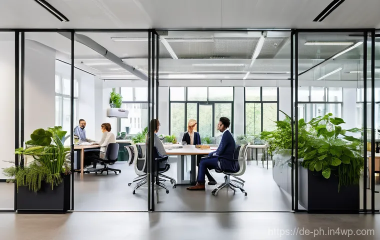 탄소예산과 기업의 지속 가능성 전략 - **Prompt:** "A vibrant, modern office interior in a German city, like Berlin or Frankfurt, filled wi...
