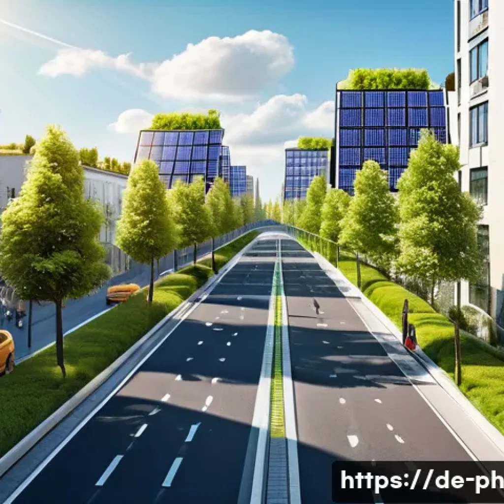 탄소예산을 통한 지속 가능한 미래 비전 - A detailed, realistic illustration of a modern European cityscape emphasizing sustainable urban infr...