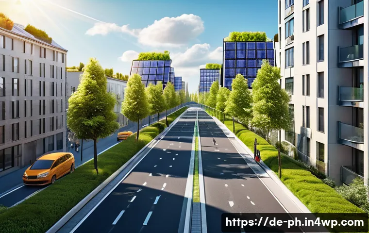 탄소예산을 통한 지속 가능한 미래 비전 - A detailed, realistic illustration of a modern European cityscape emphasizing sustainable urban infr...
