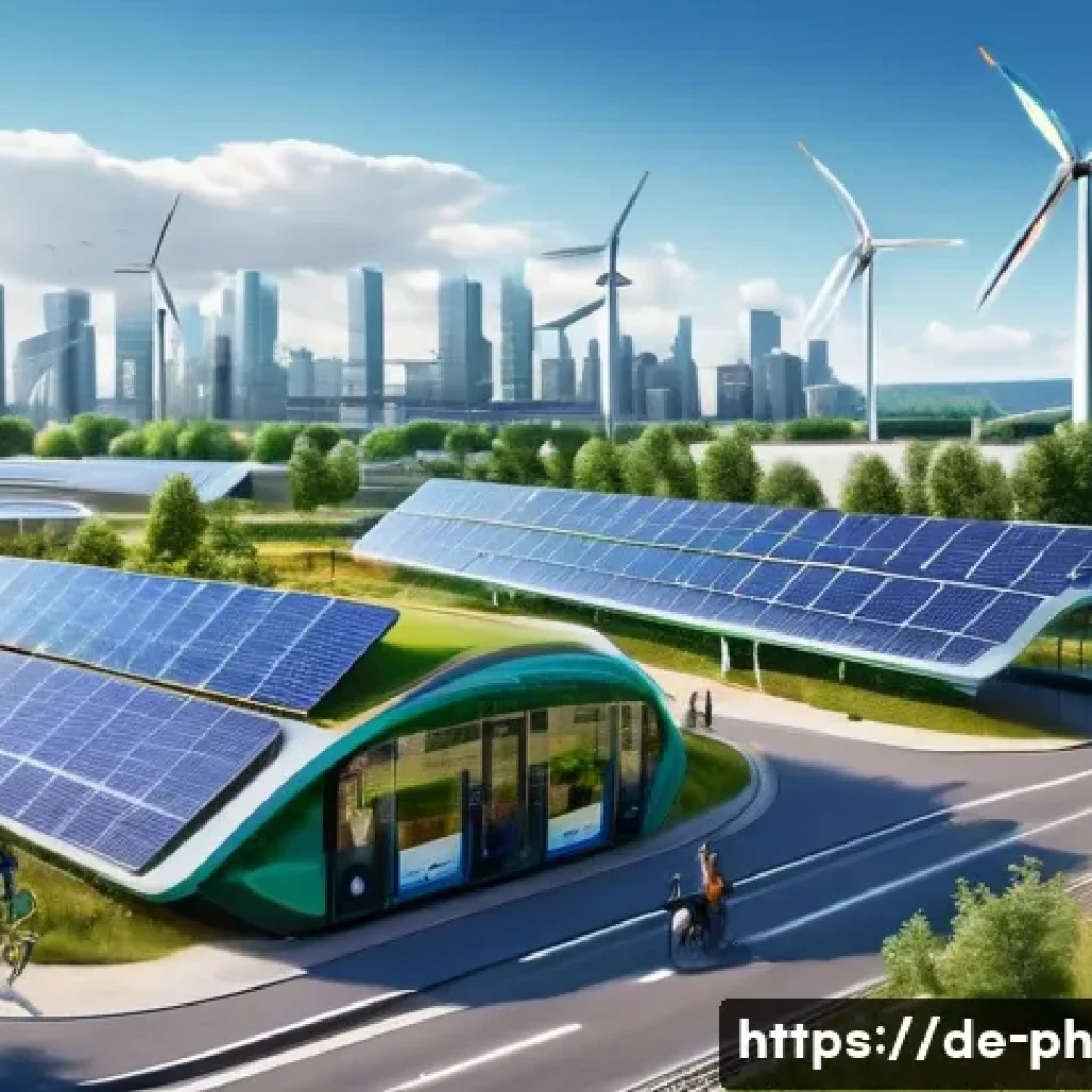탄소예산을 활용한 지속 가능한 개발 전략 - A futuristic German cityscape showcasing sustainable urban planning with solar panels on rooftops, g...