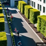 Home 19 탄소예산과 지방 정부의 역할 - A vibrant urban scene showcasing a sustainable German city neighborhood with lush green infrastructu...