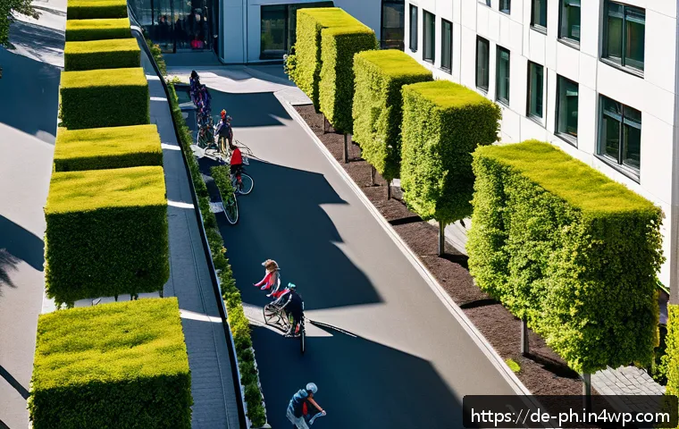 탄소예산과 지방 정부의 역할 - A vibrant urban scene showcasing a sustainable German city neighborhood with lush green infrastructu...